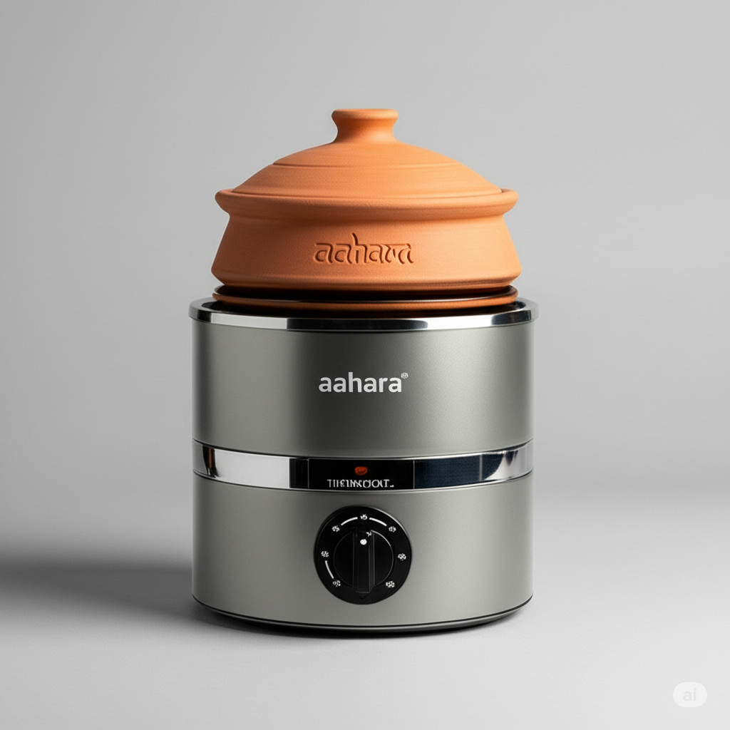 Aahara Slow Cooking Pot | Natural Clay Cooker | Alkaline, Smoke-Free, Nutrient Retaining Slow Cooker | India’s First Patented Clay Cookware Appliance